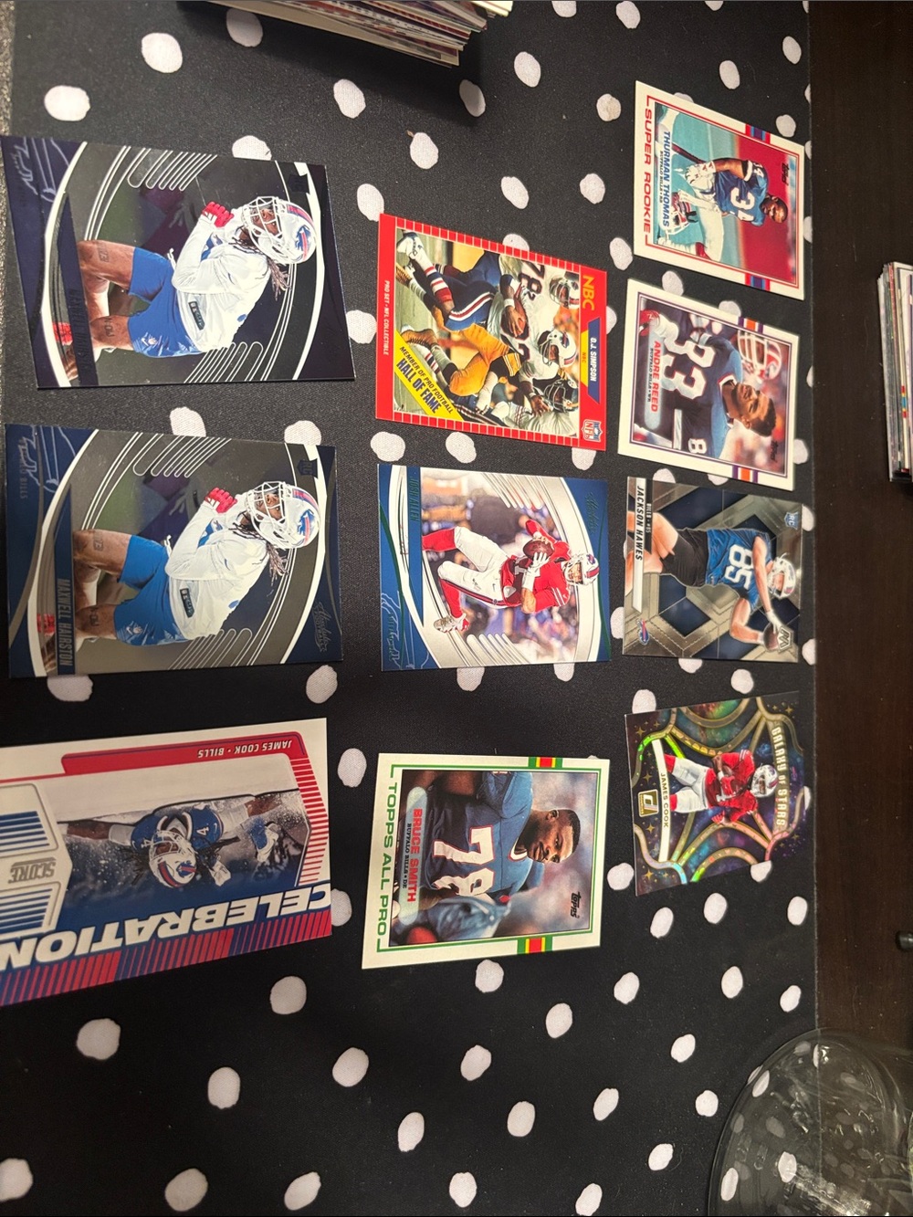 Football Trading Card Lot - Black and White Bills 10 card Display